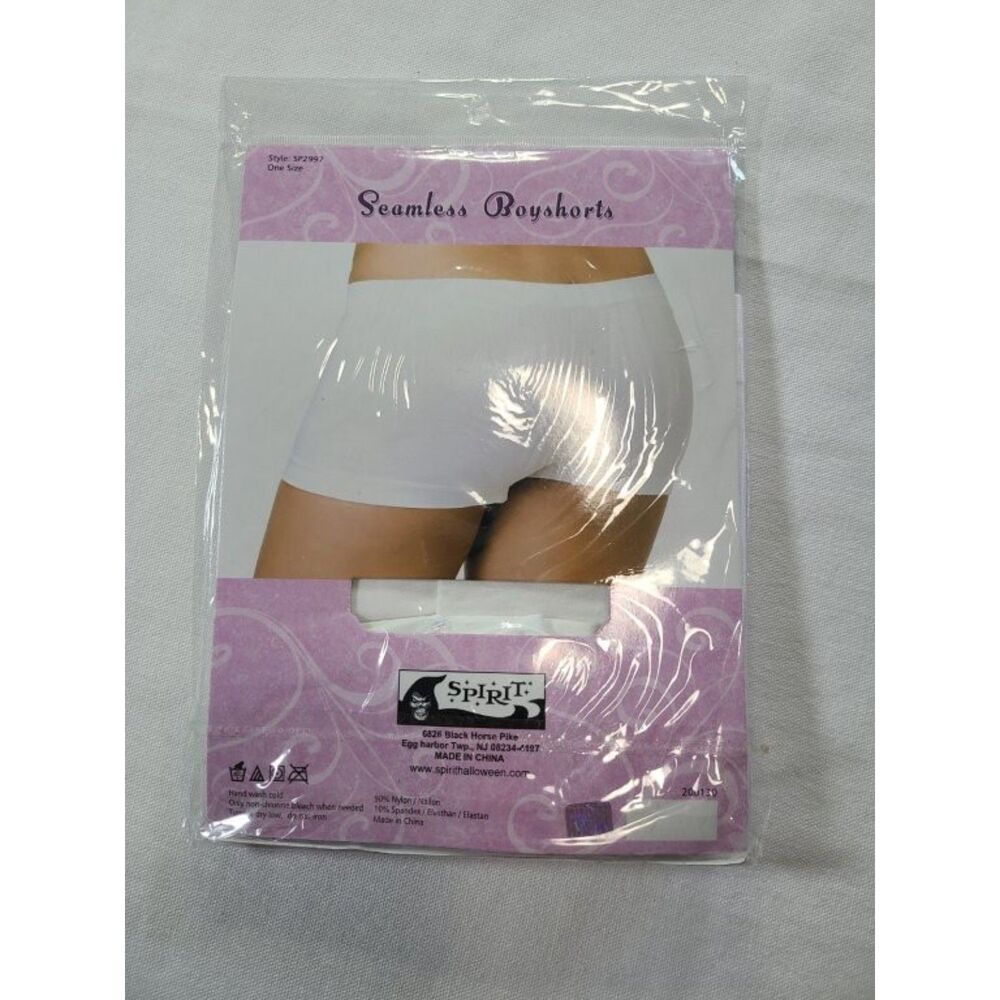 Spirit Halloween Women Seamless Boyshort Panty White One Size NWT Costume Shorts - Picture 5 of 8
